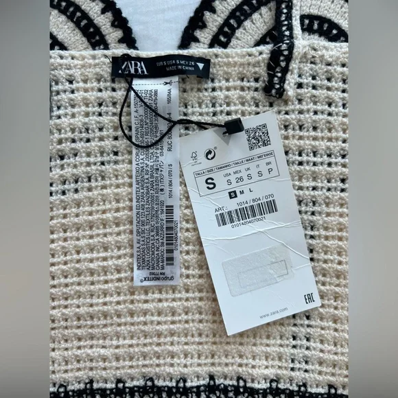 NWT BLOG FAVE Zara Crochet Cream Black Corset Crop Top Festival Coachella size S - Picture 13 of 16